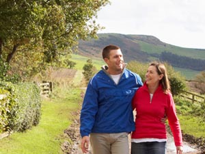 young couple walking holiday